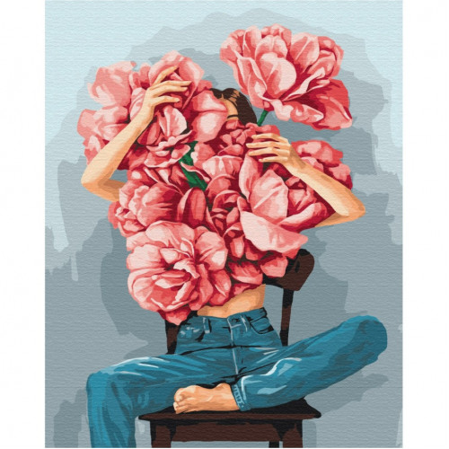 Картина по номерам 'Пионы в объятиях' @Mykhailyshyna Daria Brushme BS52115 40х50 см