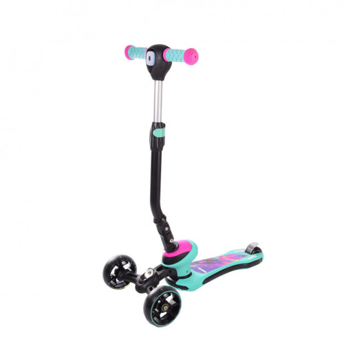 Детский складной самокат Bambi SC21003 с фонариком Бирюзовый
