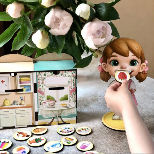 Деревянная настольная игра 'Съедобное-несъедобное' Ubumblebees (ПСФ091) PSF091 сортер-комодик
