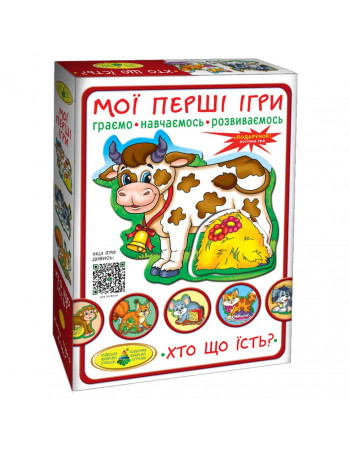 Детская настольная игра 'Кто что ест?' 81138, 12 животных