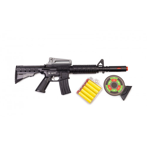 Игрушечный автомат с мягкими пулями M16 PF Golden Gun 910GG Черный
