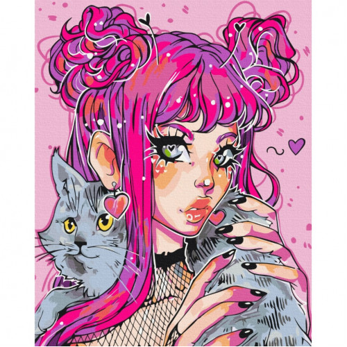 Картина по номерам 'Кошачий взгляд' @ nila_art_art BS53522  Brushme 40х50 см