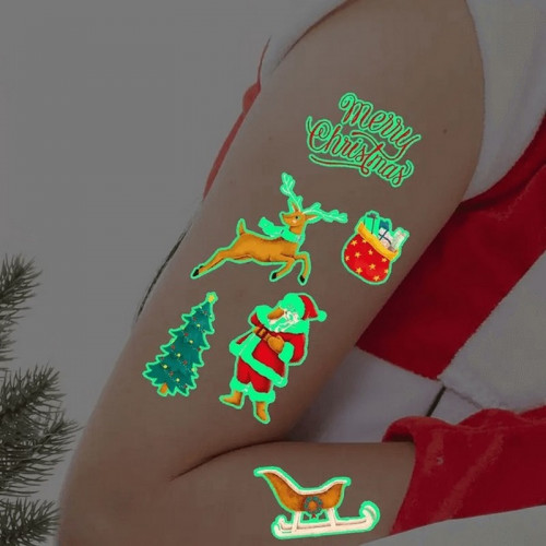 Набор временных тату 'Рождество №2' kids-tatto-set10-2-christmass, светящиеся 12 х 7 см