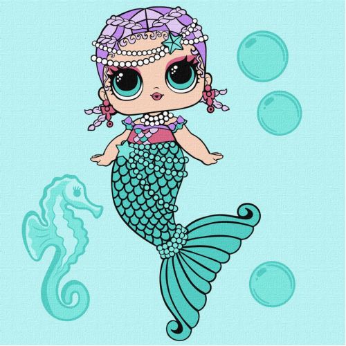 Картина по номерам 'L.O.L. Surprise! Mermaids Merbaby' KHO6262, 40х40 см