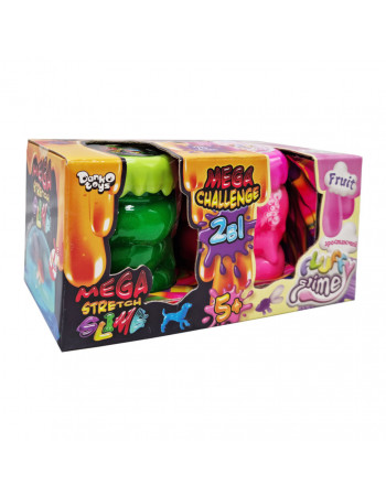 Вязкая масса '2 в 1 'Mega Stretch Slime' и 'Fluffy Slime' FLS-03-01U укр Зелено-розовый