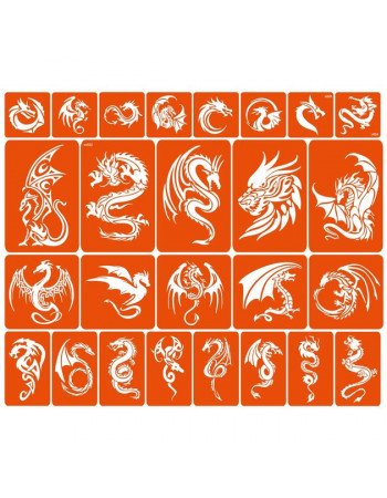 Набор трафаретов для био-тату «Драконы - большой микс» dragons-big-mix