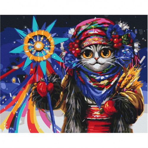 Картина по номерам 'Киса Колядница' © Марианна Пащук Brushme BS53445 40х50 см