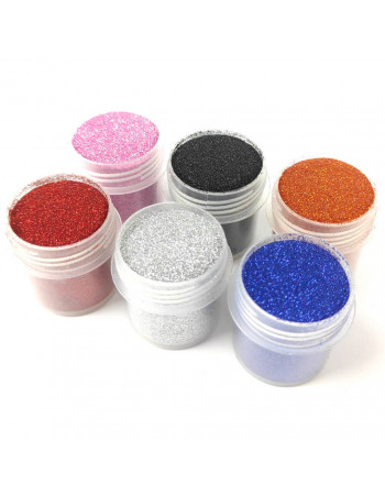 Набор глиттера для био-тату «№1 Большой» glitter-set-big-6x-1, 6 цветов по 12 мл