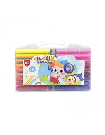 Набор фломастеров 'Water color pen' 36 цветов 204-36 в пластиковом боксе Синий