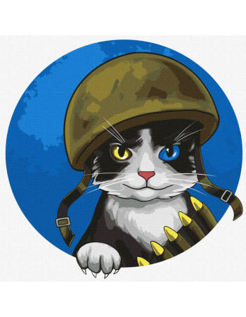 Картина по номерам 'Воинственный котик' ©art.irina.pass Идейка KHO4393 30х30 см