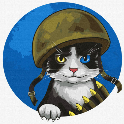 Картина по номерам 'Воинственный котик' ©art.irina.pass Идейка KHO4393 30х30 см
