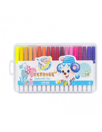 Фломастер - кисточка 'Water color pen' 36 цветов 228-36 в пластиковом боксе Синий