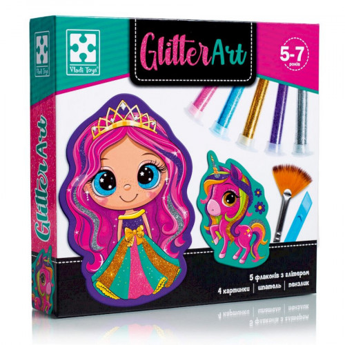 Набор для творчества 'Glitter Art Сказочные принцессы' VT4501-10, 5 флаконов с глиттерами