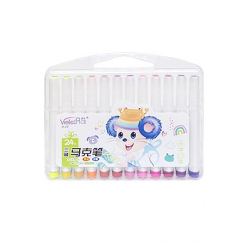 Набор фломастеров 24 цвета 237-24 мягкий наконечник, в пластиковом боксе Синий