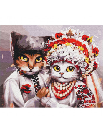 Картина по номерам 'Свадьба украинских котиков' © Марианна Пащук Brushme BS53340 40х50 см