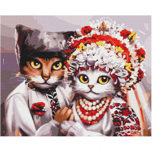 Картина по номерам 'Свадьба украинских котиков' © Марианна Пащук Brushme BS53340 40х50 см