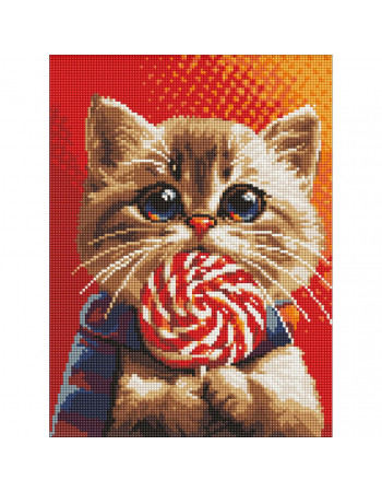 Алмазная мозаика 'Котик с конфетой' AMO7976 30х40 см