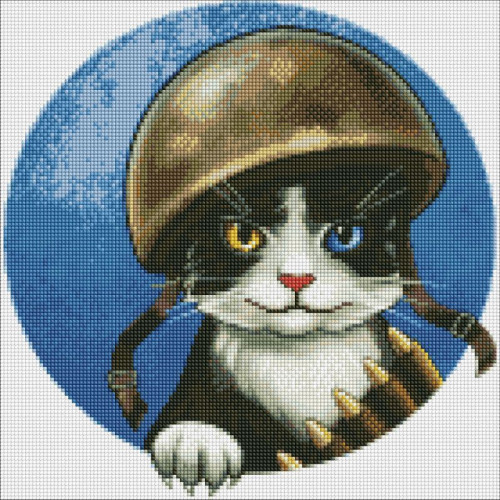 Алмазная мозаика 'Воинственный котик' ©art.irina.pass AMO7591 40х40 см Идейка
