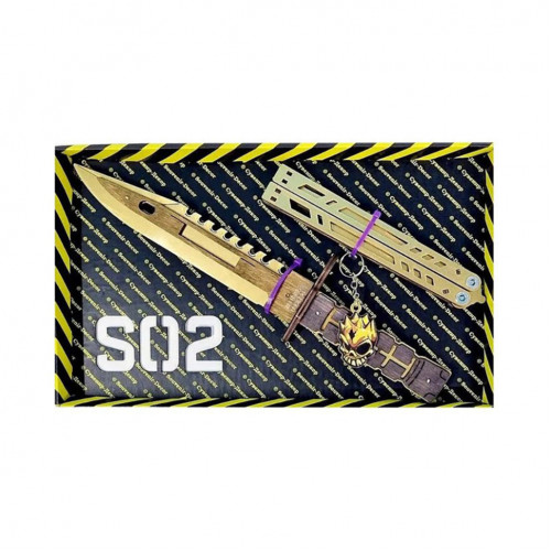 Набор ножей сувенирных деревянных SO-2 'БАБОЧКА LEGASY  M-9 BAYONET GOLD' SO2-2-B