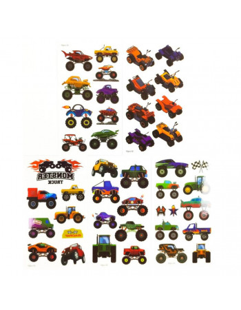 Набор детских временных тату «Колеса-монстры №1» set-5-kids-tatto-cars-1