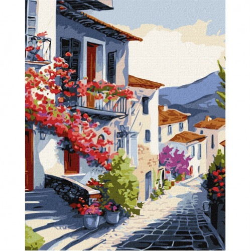 Картина по номерам 'Поселок у подножия гор' ©art_selena_ua KHO3638 40х50 см