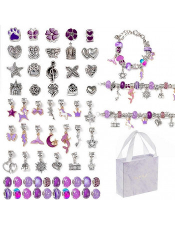Набор для создания браслетов и подвесок B4341(Purple) с шармами