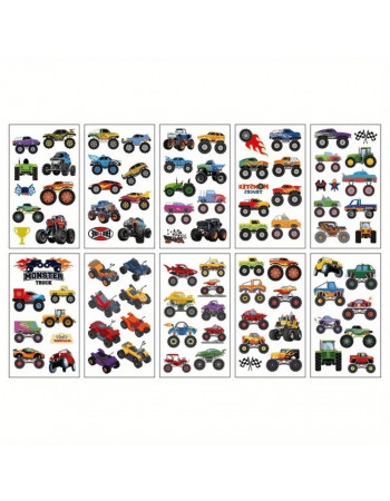 Набор детских временных тату «Колеса-монстры» set-10-kids-tatto-cars