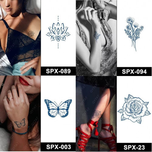 Набор из 4 долговременных тату «Красота природы» SPX-set-04, 5 х 5 см