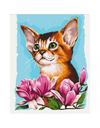 Картина по номерам 'Котик в цветах' © Anna Kulyk Brushme BS53585 40х50 см