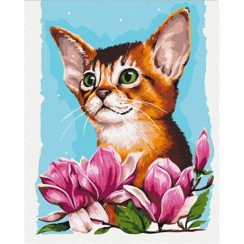 Картина по номерам 'Котик в цветах' © Anna Kulyk Brushme BS53585 40х50 см