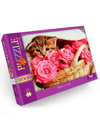 Пазл 'Котик в розах' Danko Toys C2000-01-05, 2000 эл.