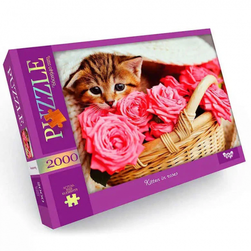 Пазл 'Котик в розах' Danko Toys C2000-01-05, 2000 эл.