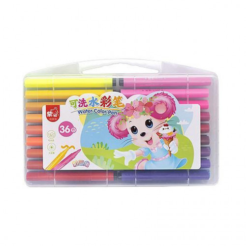 Набор фломастеров 'Water color pen' 36 цветов 204-36 в пластиковом боксе Розовый