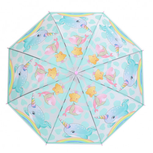 Детский зонтик 'Нарвал' MK 5791(Light-Pink) длина 64,5 см, трость 60 см, диаметр 85 см