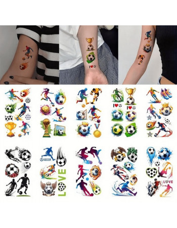 Набор детских временных тату 'Футбол №1' football-tattoo-mini-set- 10 штук по 12*7 см