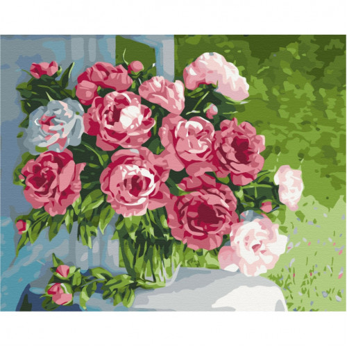 Картина по номерам 'Домашние пионы' Brushme BS51651 40х50 см