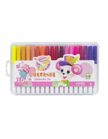 Фломастер - кисточка 'Water color pen' 36 цветов 228-36 в пластиковом боксе Розовый