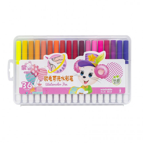 Фломастер - кисточка 'Water color pen' 36 цветов 228-36 в пластиковом боксе Розовый
