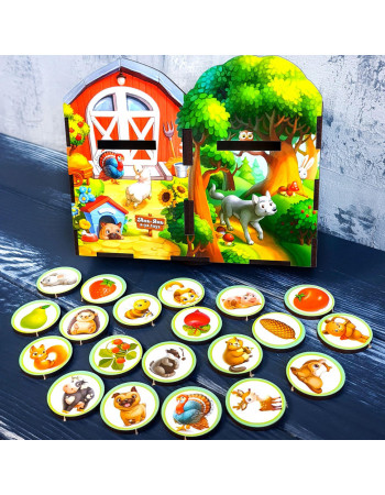 Деревянная настольная игра 'Дикие и домашние животные' Ubumblebees (ПСФ021) PSF021 сортер-комодик