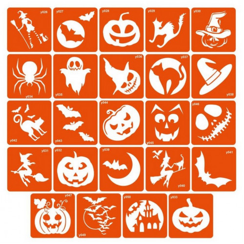 Набор трафаретов для био-тату 'Хэллоуин' halloween-simple 6 x 6 см 24 шт
