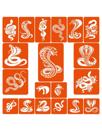 Набор трафаретов для биотату 'Змеи - большой микс' snakes-big-mix 19 штук