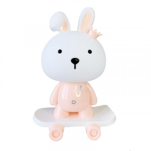 Ночник детский «Зайчик на скейте» MGZ-1407(Pink) питание от USB