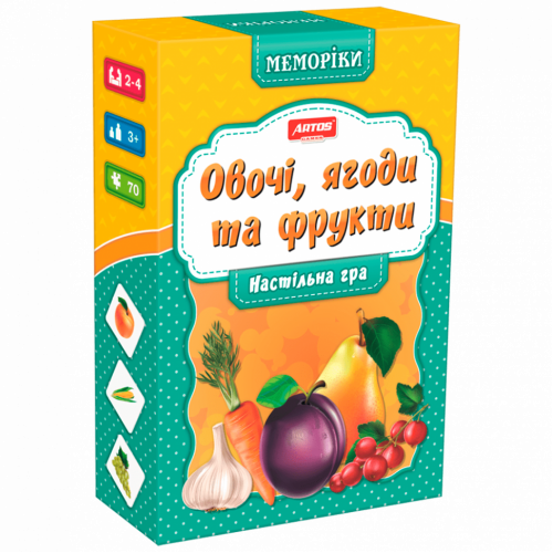Детская настольная игра 'Овощи и фрукты (Мемо)' 0659, 35 парных картинок