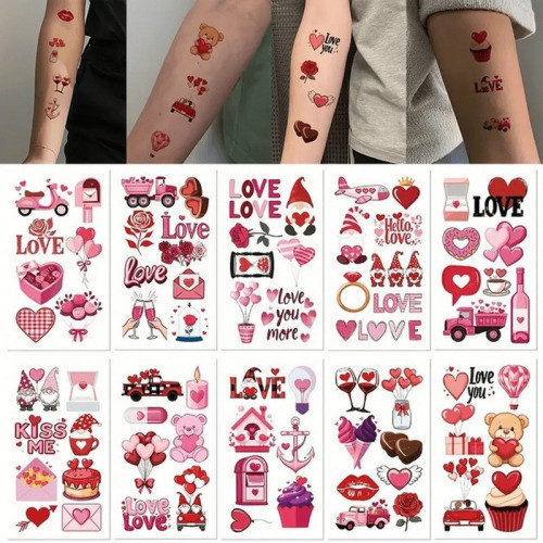 Набор временных тату 'Любовь № 2' Love-tattoo-mini-set-2-10, 12 х 7 см 10 шт