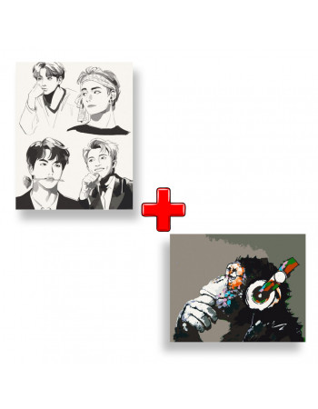 Набор картин по номерам 2 в 1 'BTS. Fan Art' 40х50 10278-AC и 'Disco monkey' 40х50 11675-AC