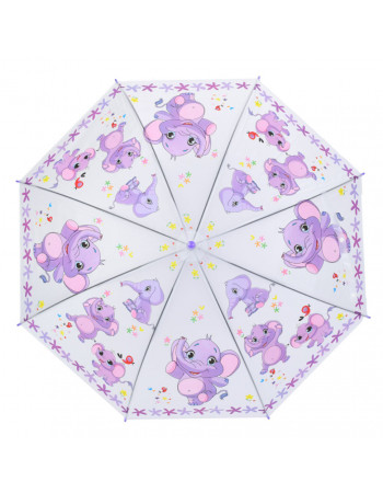 Детский зонтик 'Слоники' MK 5793(Violet) длина 65,5 см, трость 60 см, диаметр 84 см