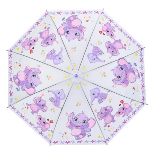 Детский зонтик 'Слоники' MK 5793(Violet) длина 65,5 см, трость 60 см, диаметр 84 см