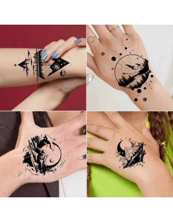 Набор детских временных тату 'Черные мини №3' black-tattoo-mini-set-3-3, 30 штук по 9,5*5,5 см