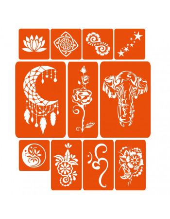 Набор хны с трафаретами для био-тату №5 henna-set-05
