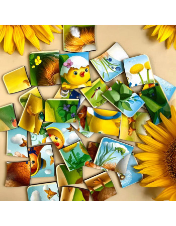 Деревянная настольная игра 'Этапы развития курочки' Ubumblebees (ПСФ018) PSF018 сортер-пазл